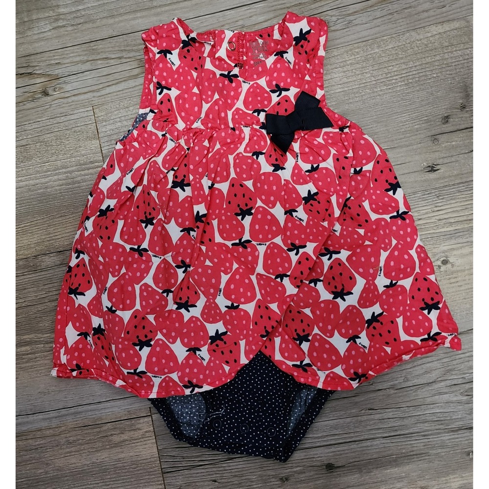 Just One You Strawberry Dress Outfit Bow‎ Detail Summer Cute 18M